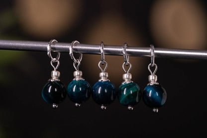 Blue Tigers Eye Stitch Markers