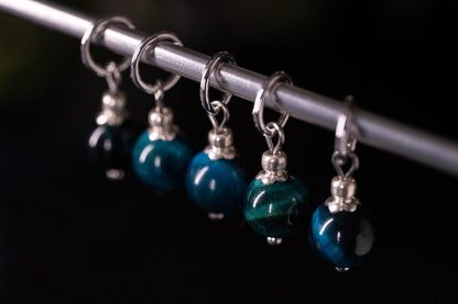 Blue Tigers Eye Stitch Markers